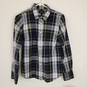 J. Crew Women's Plaid, Long Sleeve, Perfect Fit, Button Down Front Shirt